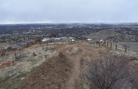 A foothills ridge trail above Boise, looking down over the whole valley