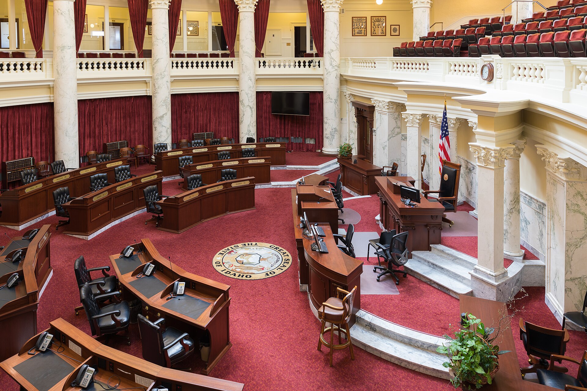 Idaho State Capitol, Chamber of the Senate, illustrating What Is the Basque Block in Boise, and What Is On It