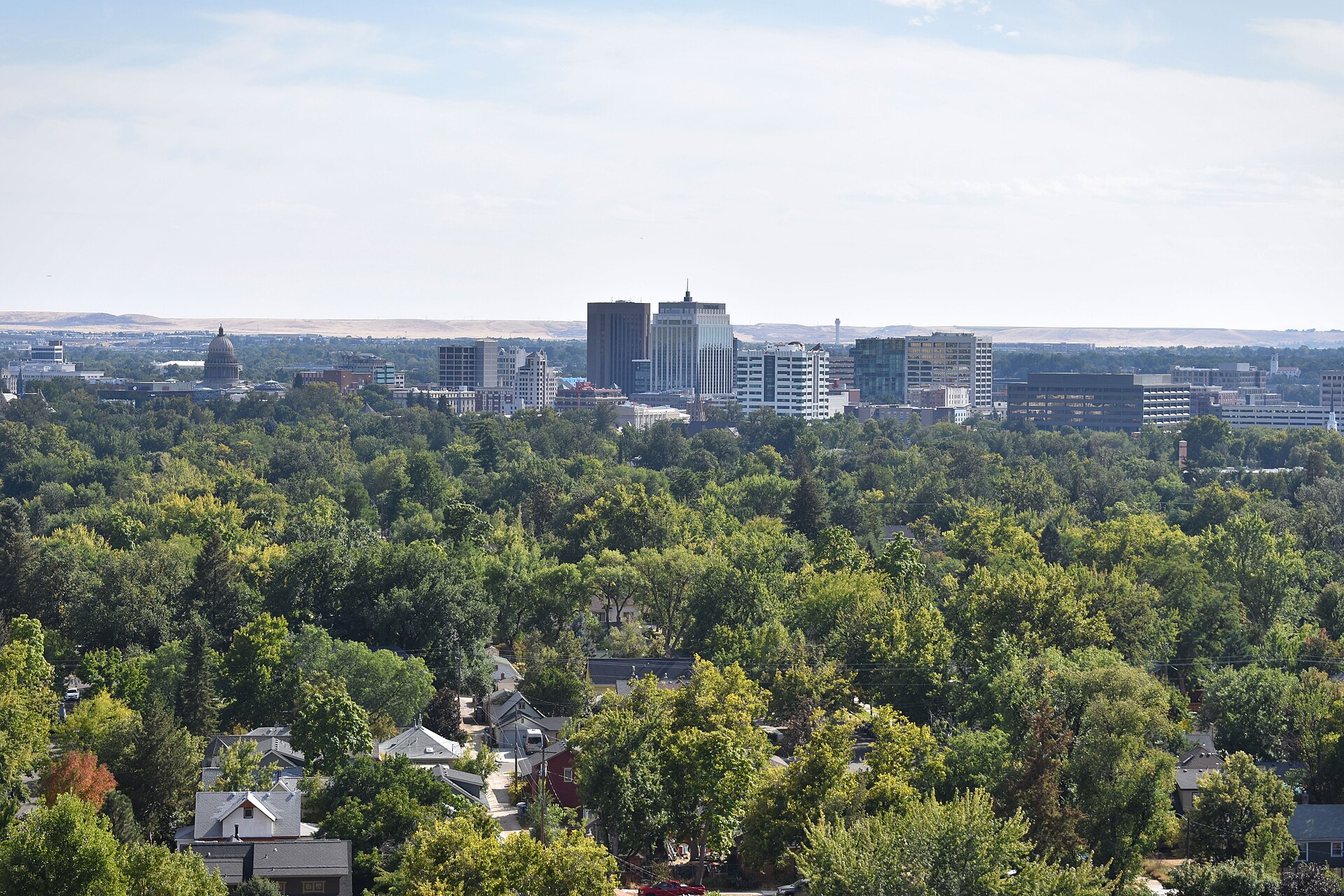 Downtown Boise photographed from Camel's Back Park, illustrating What Is a Boise Summer Actually Like? How Hot It Gets