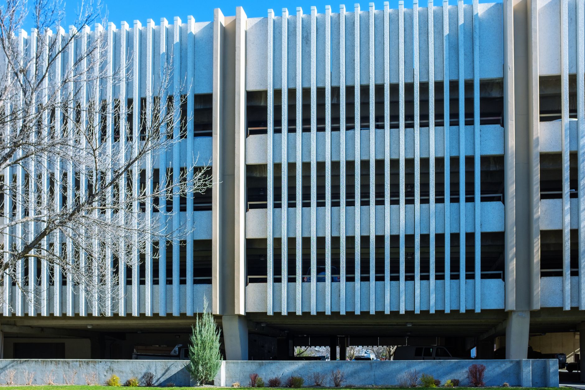 Contemporary parking structure with architectural design in Boise, Idaho, illustrating What Should You Know About Wildfire Season Near Boise