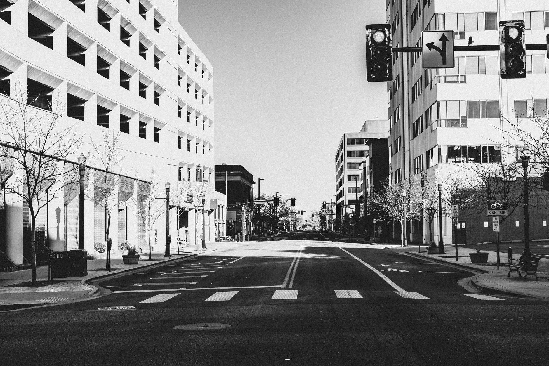 Empty street scene in downtown Boise, featuring architecture and urban elements, illustrating Idaho's Alcohol Laws in Practice: A Straight Answer