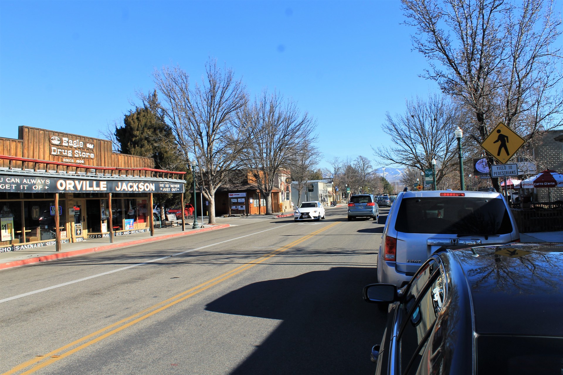 Downtown Eagle, Idaho, looking along the main street