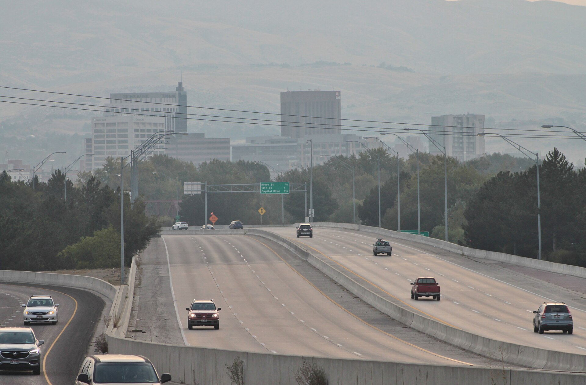 Interstate eastbound from Orchard Street, Boise, ID, illustrating What Time Zone Is Boise In, and Why the Confusion